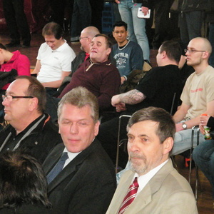 Andreas Klar, Heiner Höving und Hans Püschel (v.l.n.r.) bei der Fusionsveranstaltung von DVU und NPD am 15.01.2011 in Berlin.