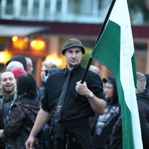 Maik Arnold, ehemals Kader der "Nationalen Sozialisten Chemnitz", auf dem Aufmarsch am 27. August 2018.