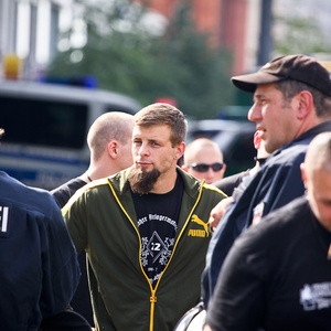 Sebastian Dahl bei einer Neonazi- Demonstration am 11. September 2011 in Berlin.