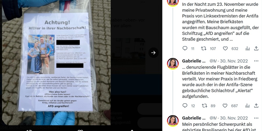Screenshot Twitter in dem Gabrielle Mailbeck über ihr Outing berichtet