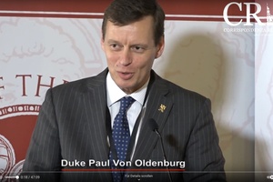 Paul von Oldenburg wurde ab 2004 europäischer Koordinator der TFP-Interessen in Brüssel. Der Herzog spricht beim „FULL TALK“ des „Rome Life Forum 2017“.